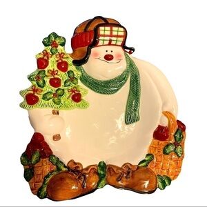 FITZ & Floyd Apple tree snowman canapé/appetizer plate